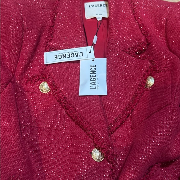 NWT L'AGENCE Red Blazer with Gold Buttons - Picture 5 of 5
